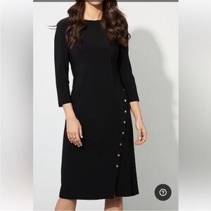 Joseph Ribkoff Black Long Sleeve Dress with Asymmetrical Round Stud Detail